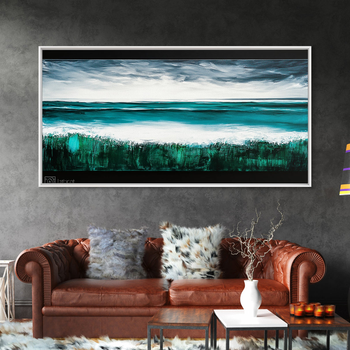 Ocean Waves, Blue Sea, Modern Coastal Art, Framed Canvas Print, Large Wall Art, Beach House Decor, Minimalist Art, Living Room Wall Art