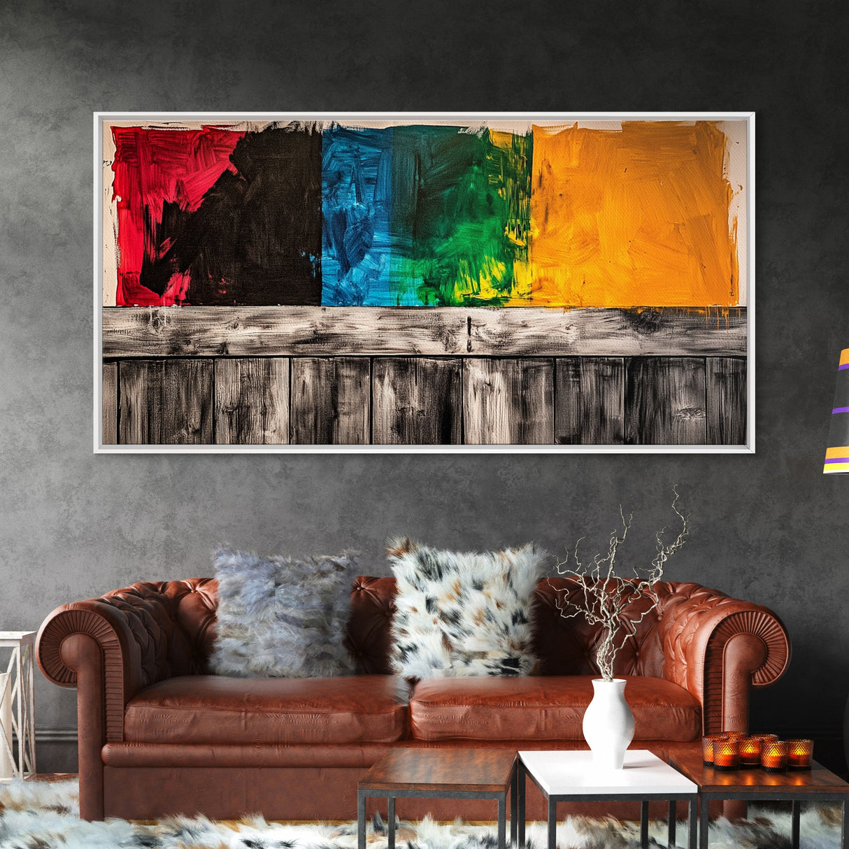 Colorful Abstract, Modern Wall Art, Bold Geometric Design, Expressive Painting, Living Room Accent, Artistic Home Decor, Canvas Print