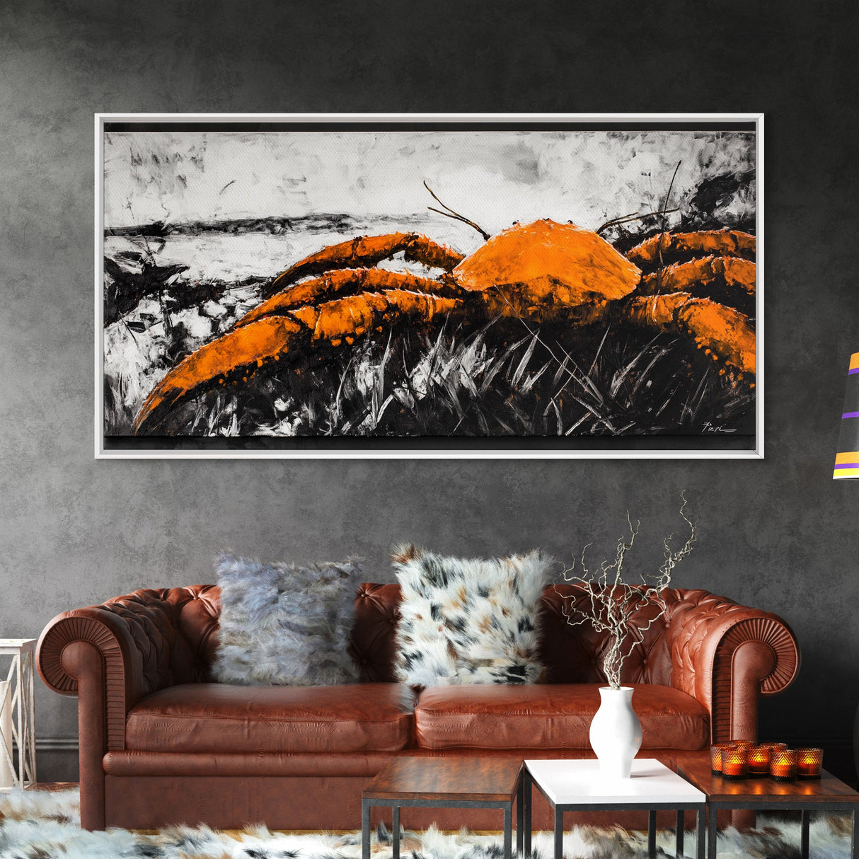 Giant Crab, Bold Coastal Art, Ocean Life, Canvas Print, Seafood Restaurant Wall Decor, Rustic Nautical Theme, Unique Living Room Artwork