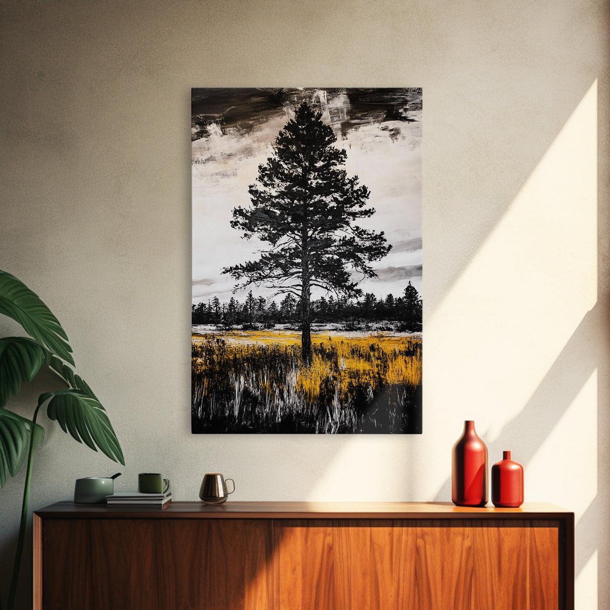 Lone Tree, Rustic Wall Art, Black and White Decor, Canvas Print, Nature Landscape, Country Home Art, Minimalist Design, Bedroom Art