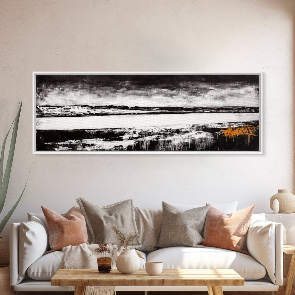 Moody Lake, Black and White Landscape, Canvas Print, Rustic Wall Art, Cabin Decor, Modern Minimalist Art, Office Artwork