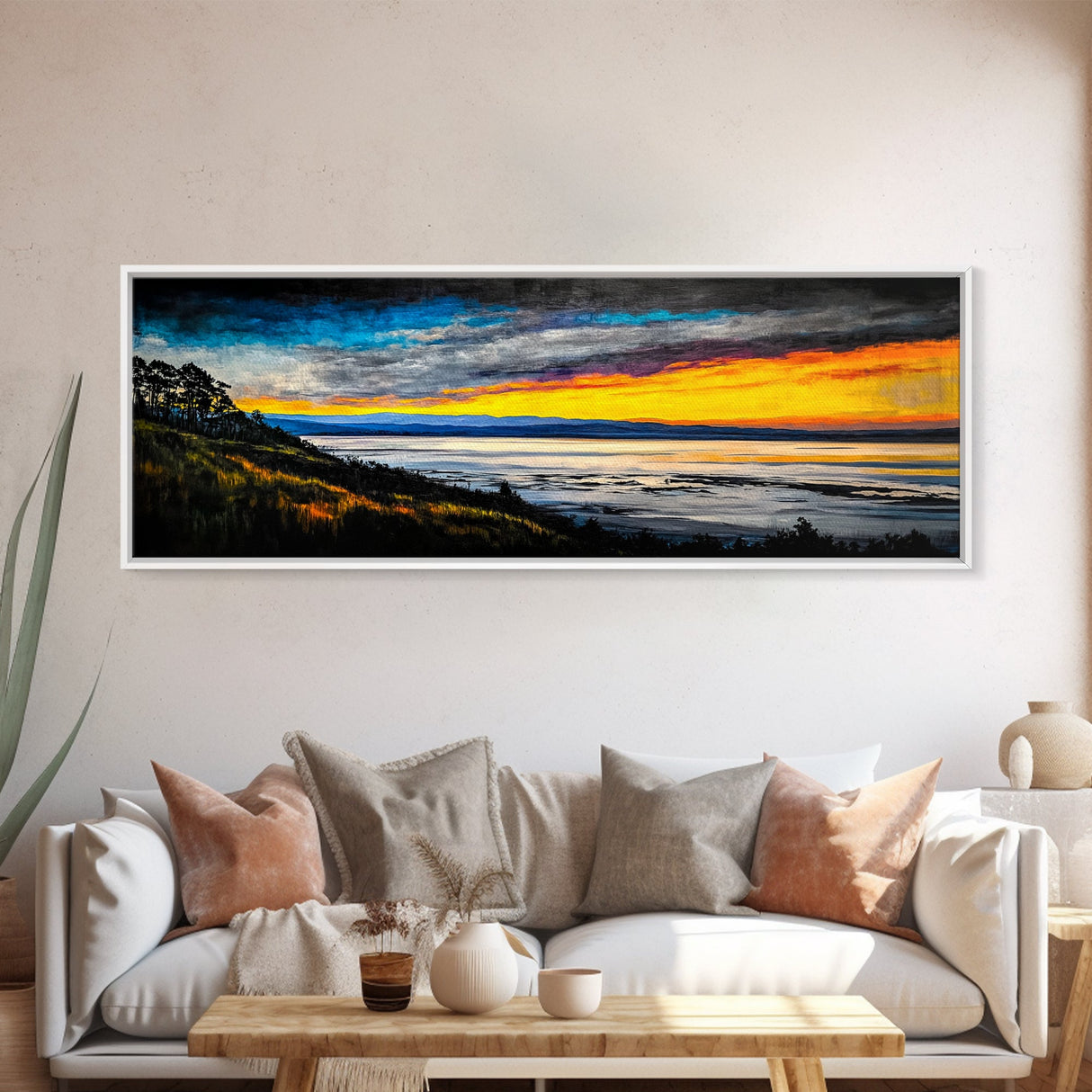 Mountain Sunset, Colorful Landscape, Framed Canvas Print, Nature Wall Art, Home Office Decor, Living Room Wall Art, Scenic View Painting