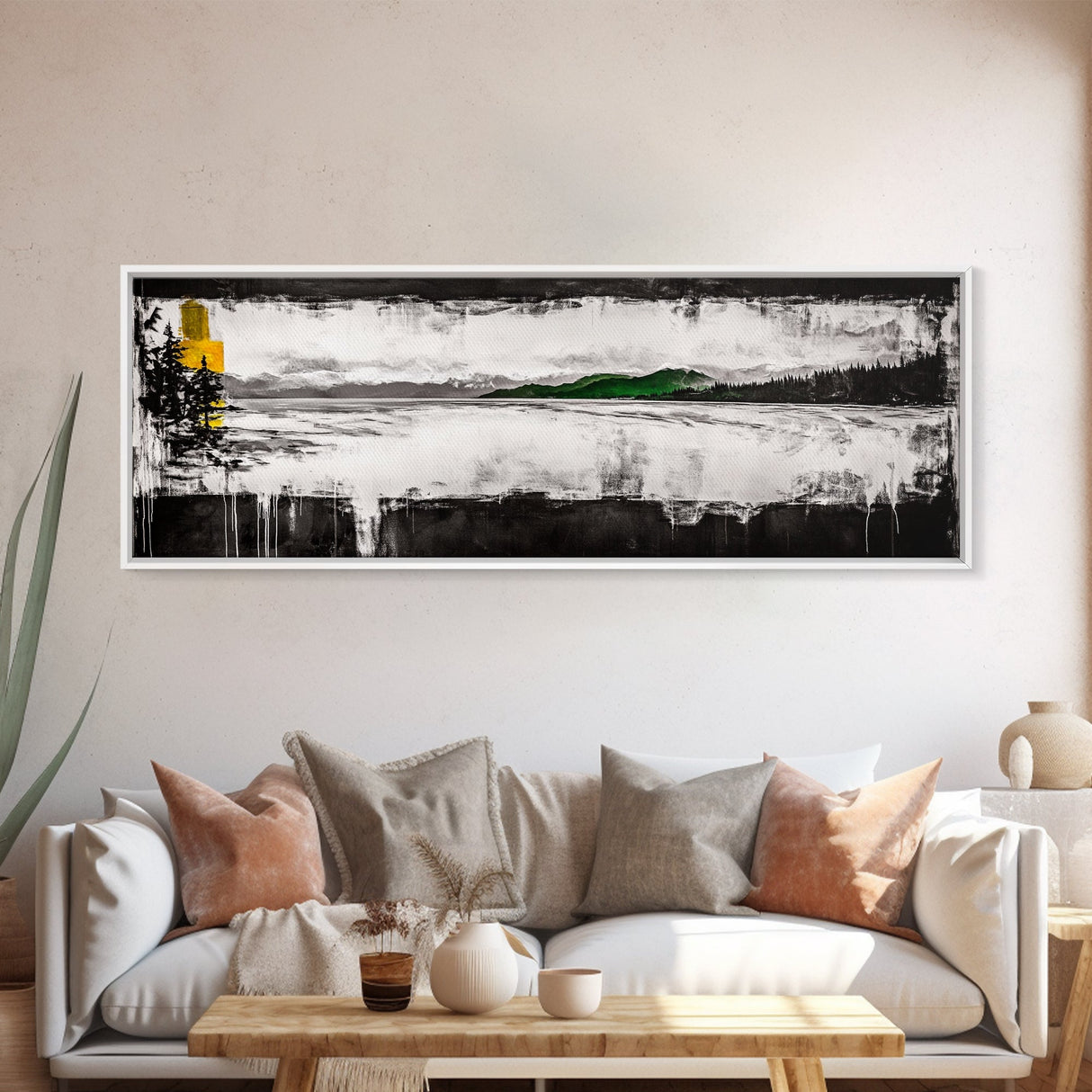 Monochrome Meadow, Landscape Canvas Print, Nature Wall Art, Farmhouse Decor, Rustic Art, Countryside Scene, Living Room Wall Art