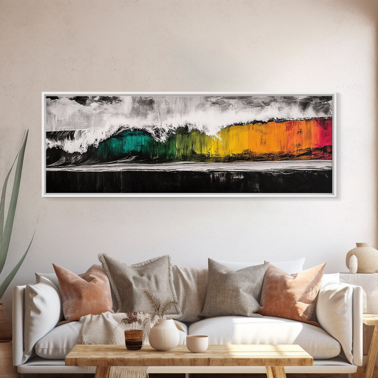 Bold Wave, Colorful Surf, Abstract Ocean, Framed Canvas Print, Surf Art, Modern Coastal, Vibrant Wall Art, Beach House Decor