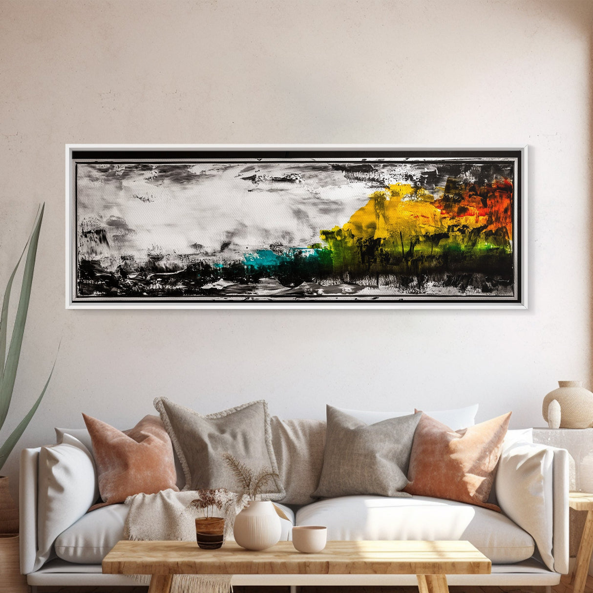Moody Landscape Painting, Minimalist Nature Art, Rustic Home Decor, Dramatic Wall Art, Modern Abstract Print, Framed Canvas Print