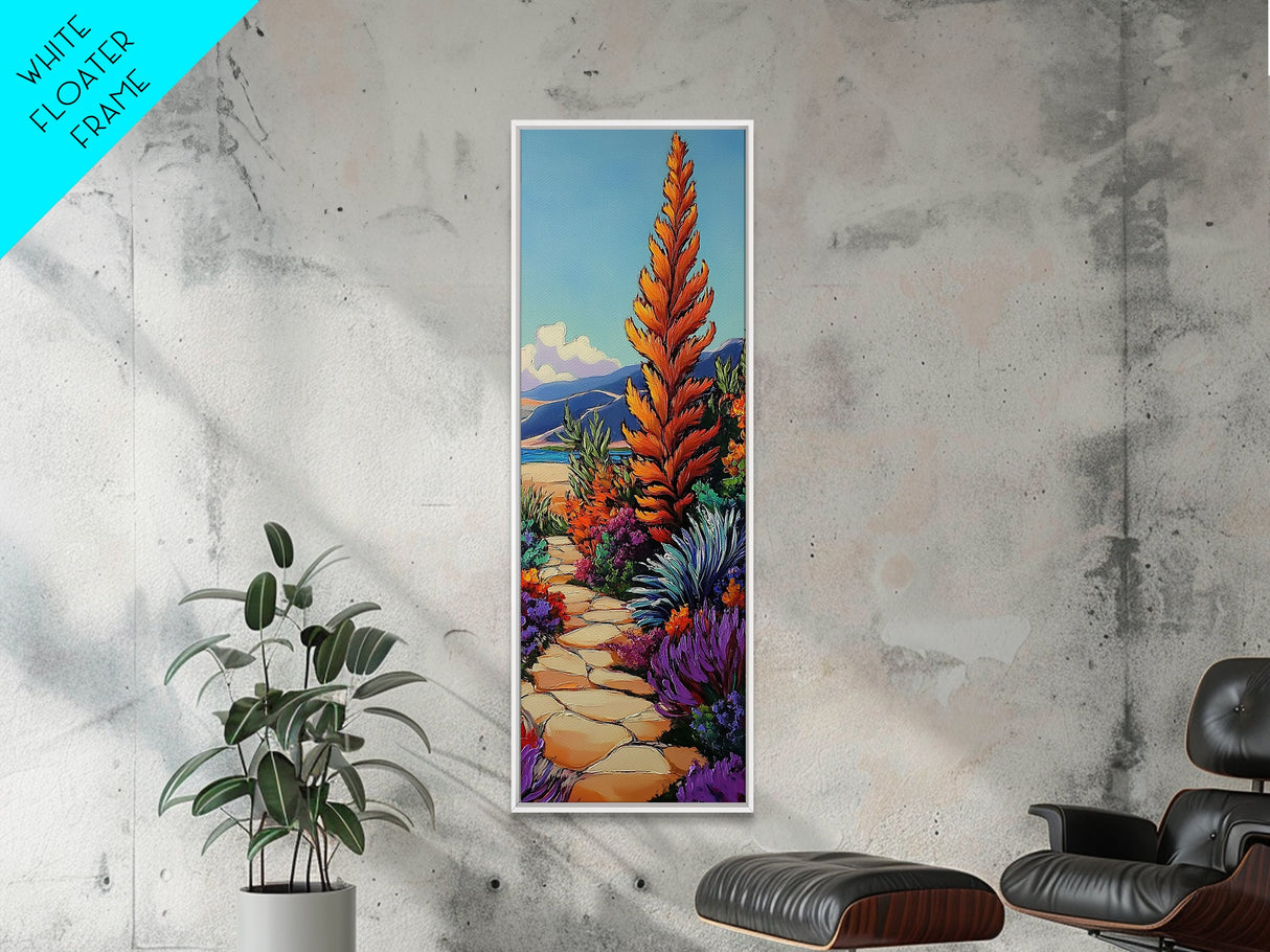 Vibrant Desert, Garden, Path — Canvas Print with bold autumn florals and pathway, ideal Fall Entryway Art or Living Room Wall Decor, boho style