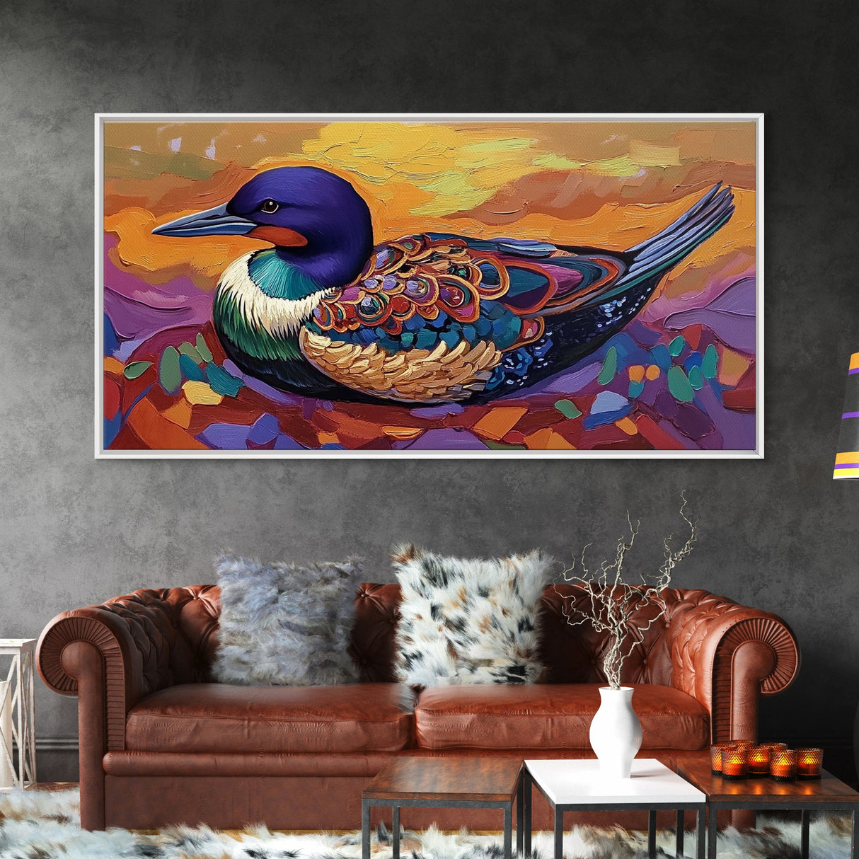 Vibrant Bird, Nature, Painting, Framed Canvas Print wildlife lover gift, boho bird wall art, hallway decor, tropical kitchen wall art