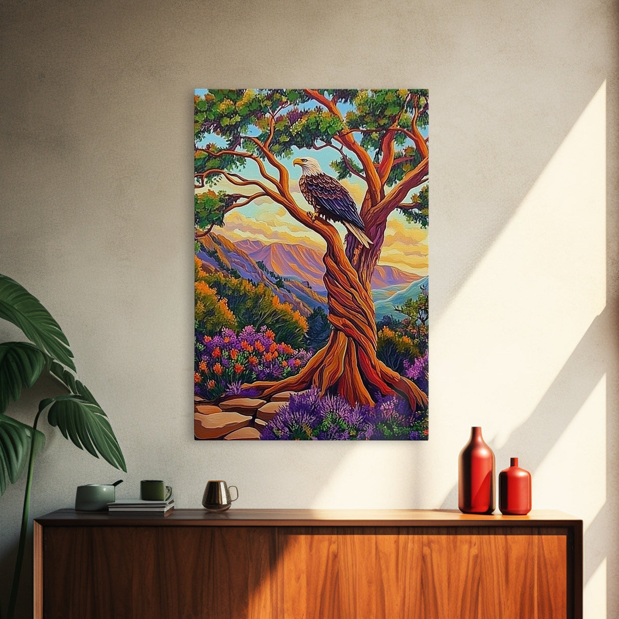 Eagle Mountain, Strength, Freedom, Framed Canvas Print, Patriotic wildlife art, rustic lodge wall decor, majestic nature artwork