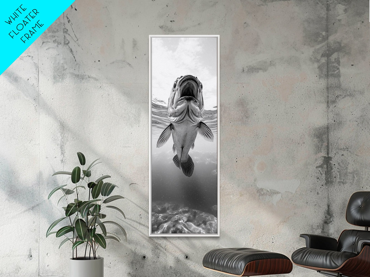 Underwater Fish, Marine Life, Ocean Perspective, Bold Wildlife, Aquatic Beauty, Framed Canvas Print, Kids Room Wall Art, Nautical Style Decor