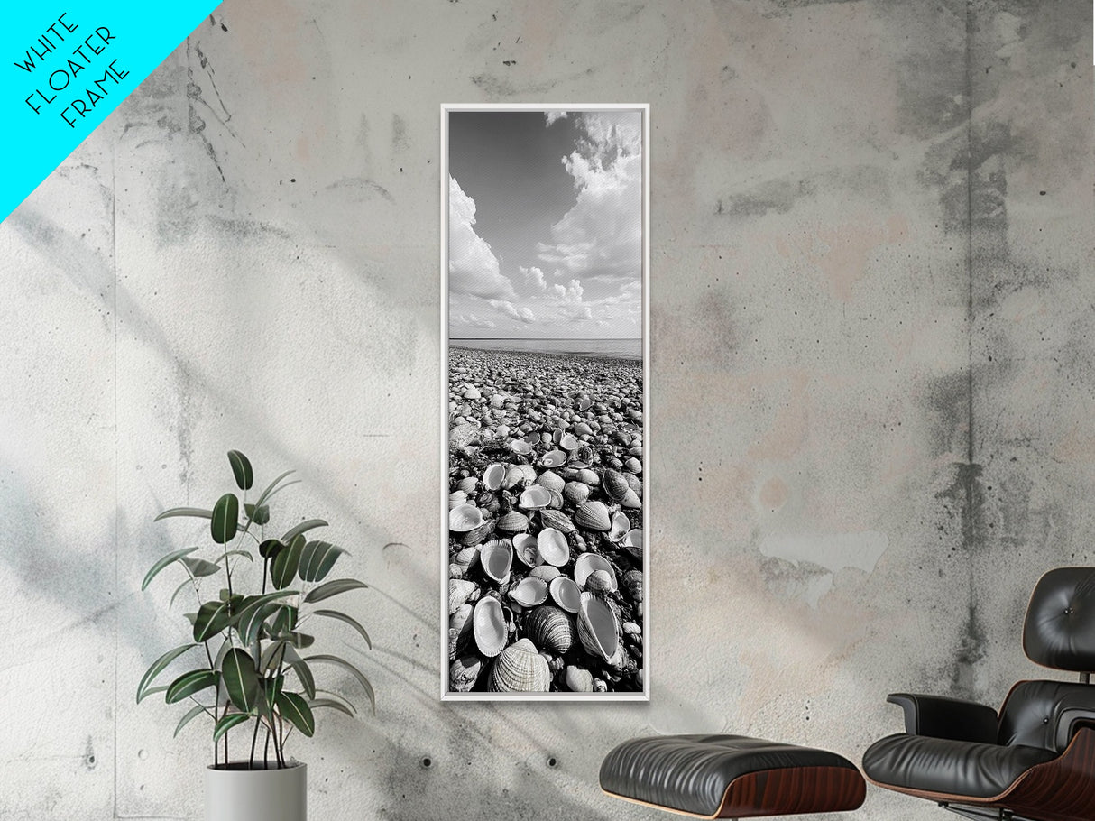 Shell Beach, Coastal Texture, Seashell Ground, Nature’s Bounty, Rustic Ocean Canvas Print, Neutral Kitchen Wall Art, Boho Coastal Style