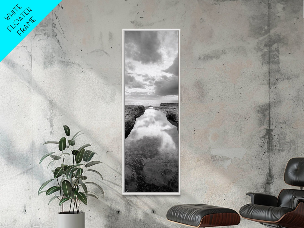 Tidal Pool, Ocean Reflection, Shore Calm, Seascape Beauty, Canvas Print, Minimalist Bathroom Art, Coastal Vibes, Tranquil Decor