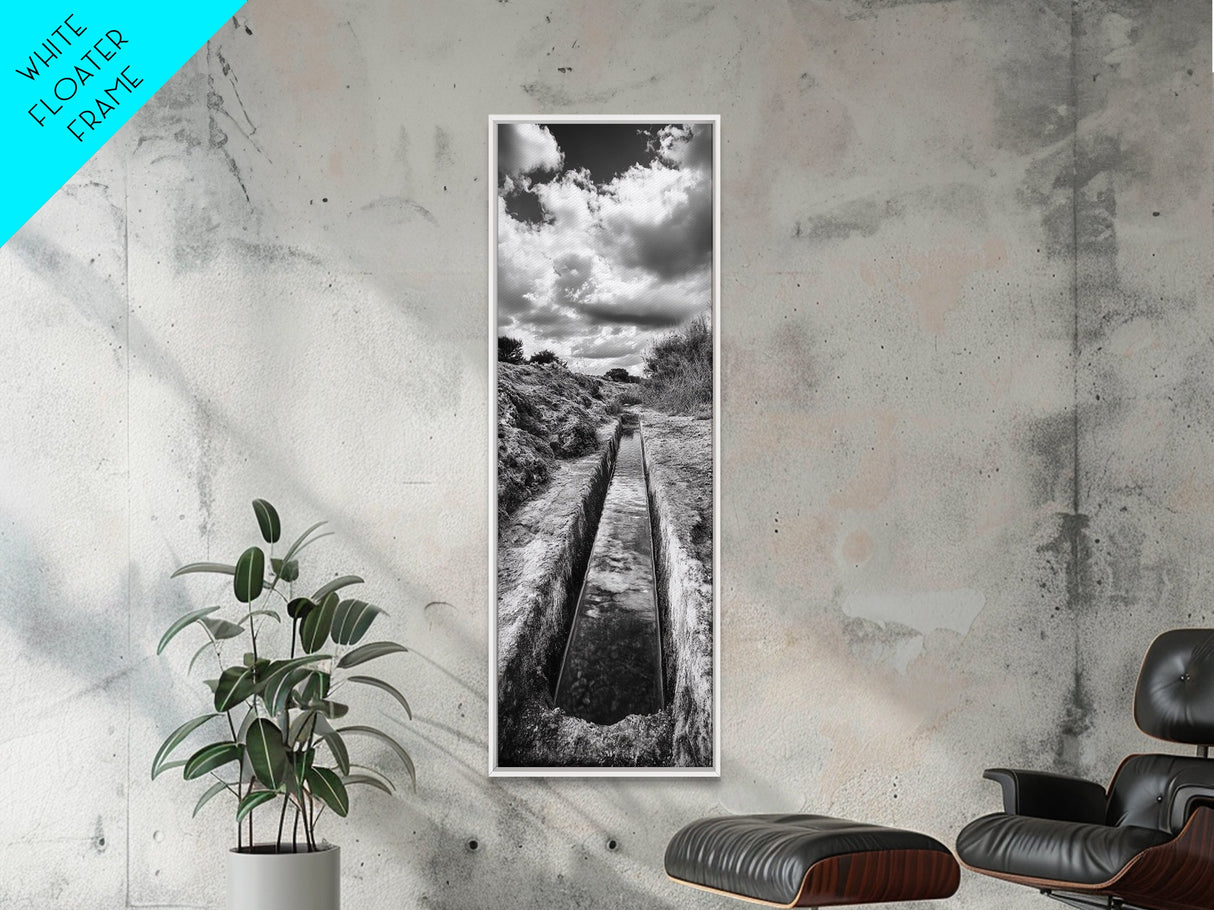 Stone Water Channel, Ancient Pathway Art, Moody Landscape Photography, Historical Wall Decor, Study or Hallway Accent, Canvas Print