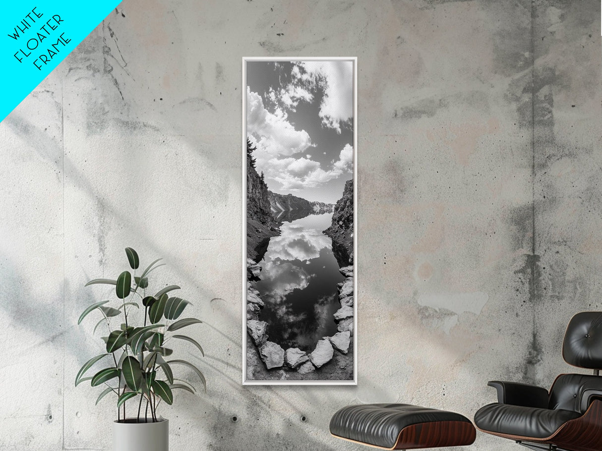 Lake Reflection, Mountain View, Cloud Mirror, Canvas Print, Peaceful Nature Scene, Bedroom Wall Art, Modern Rustic Landscape Decor
