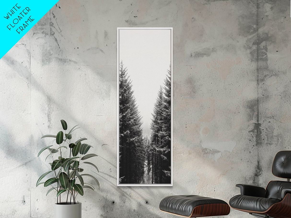 Snowy Forest, Pine Trees, Winter Woods, Minimal Art, Nordic Aesthetic, Canvas Print, Christmas Decor, Cozy Living Room Wall Art