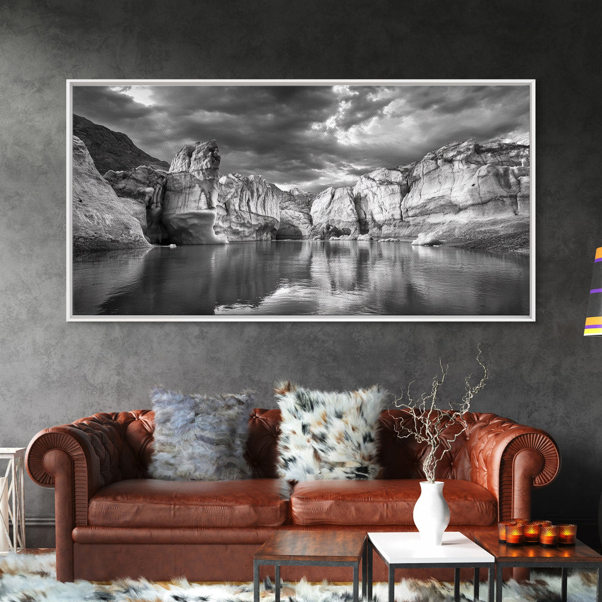 Glacier Wall Reflection, Dramatic Ice Valley Scene, Wilderness Nature Print, Framed Canvas Print, Den Wall Art, Moody Decor
