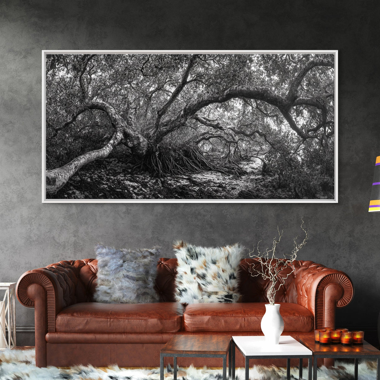 Mangrove Roots, Twisted Forest, Wild Nature, Moody Jungle, Framed Canvas Print, Rustic Living Room Art, Woodland Decor, Boho Vibes