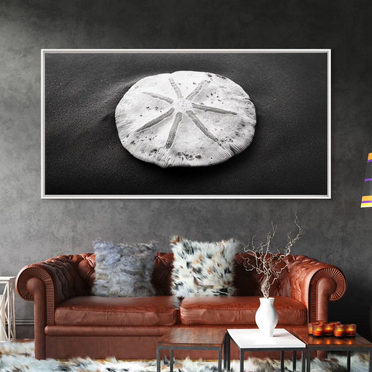 Sand Dollar, Beach Detail, Minimalist Sea, Calm Nature, Framed Canvas Print, Bathroom Wall Art, Coastal Boho Decor, Ocean Zen Style