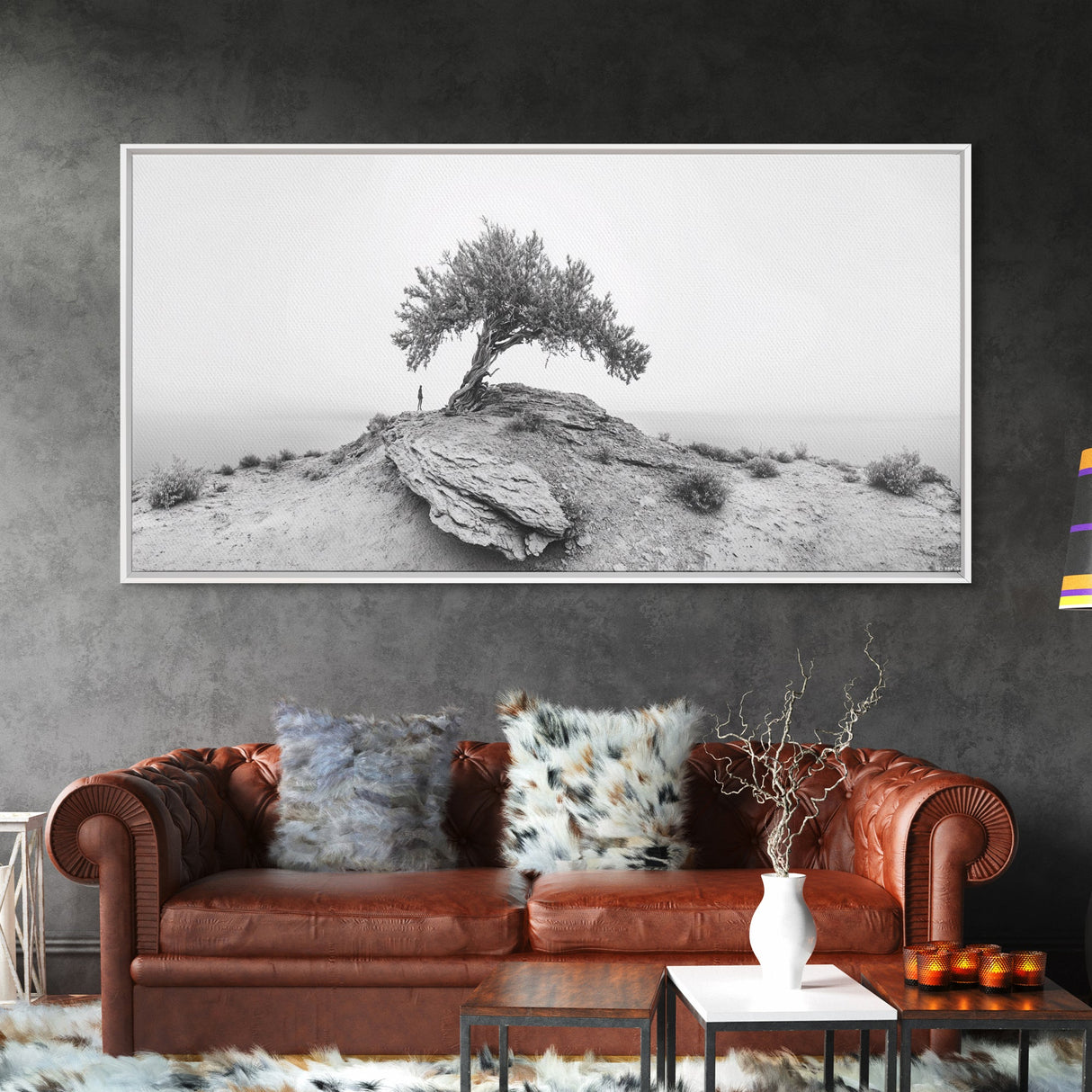 Solitary Tree, Minimalist Nature, Desert Landscape, Canvas Print, Modern Home Decor, Neutral Wall Art, Entryway Accent, Calm Mood Art