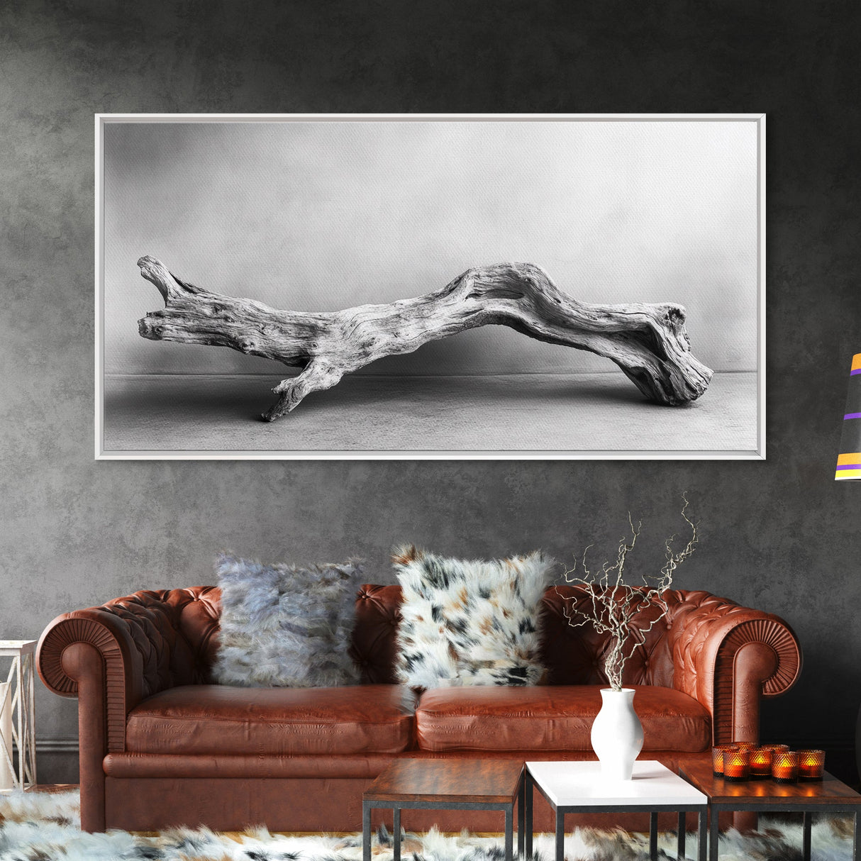 Driftwood Sculpture, Organic Modern Art, Natural Wood Texture, Neutral Decor, Framed Canvas Print, Bedroom or Living Room Wall Art