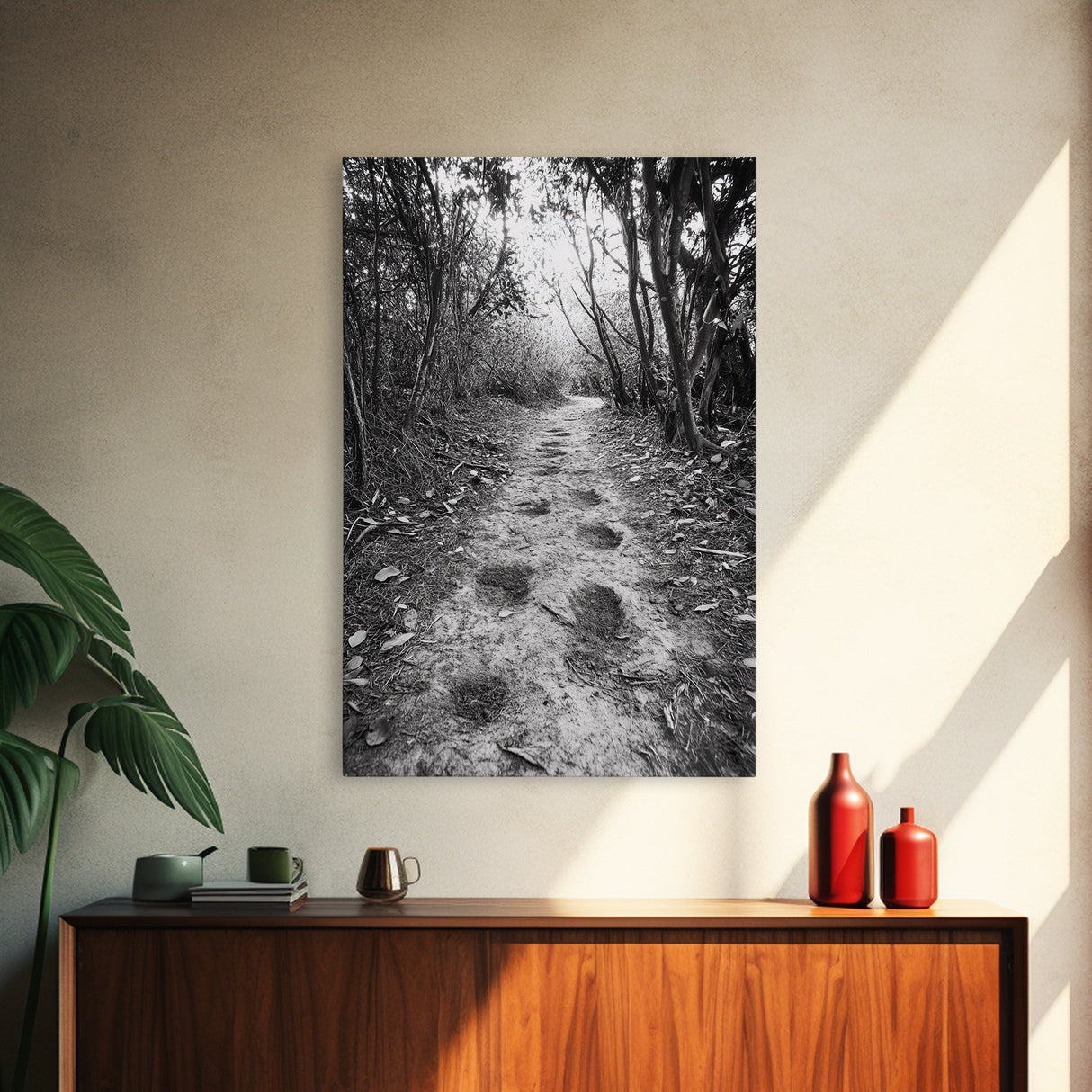 Forest Trail Path, Woodland Escape, Nature Walk, Adventure Art, Framed Canvas Print, Office Wall Decor, Autumn Vibes, Rustic Nature Style
