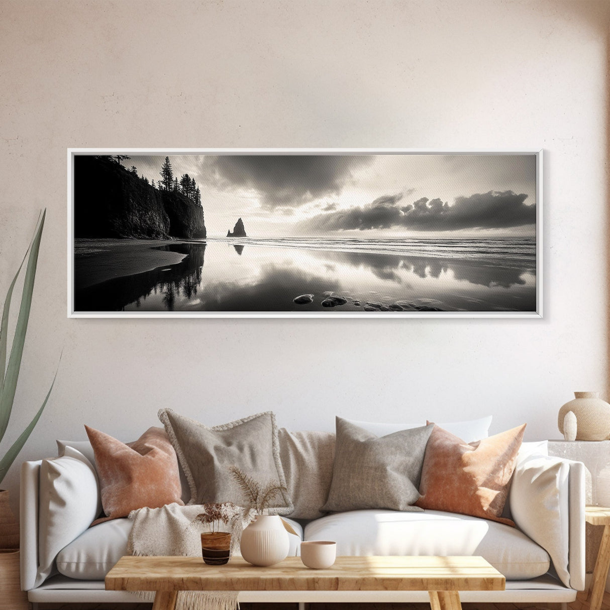 Sea Stack, Stormy Sky, Coastal Reflections, Canvas Print, Pacific Northwest Wall Art, Dramatic Seascape, Autumn Home Accent