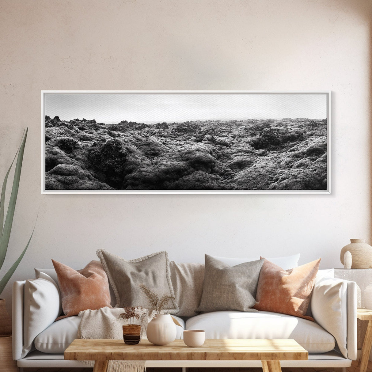 Volcanic Moss, Rugged Terrain, Icelandic Landscape, Wild Nature Scene, Canvas Print, Earthy Tones, Entryway Wall Art, Minimalist Adventure Art
