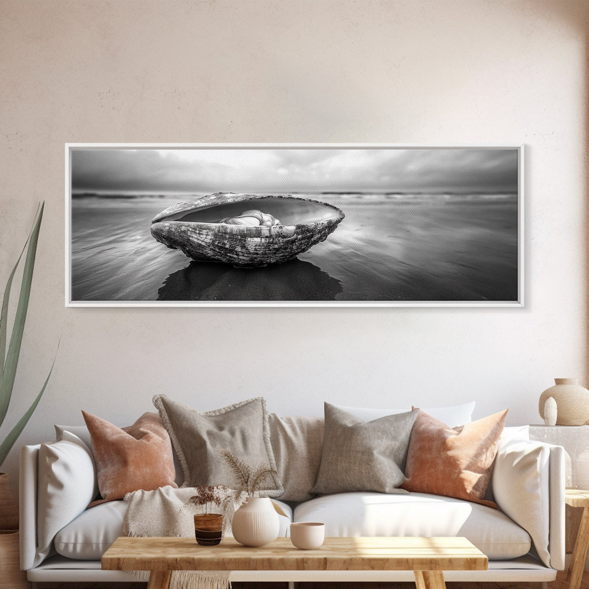 Seashell Closeup, Beach Photography, Ocean Minimalism, Canvas Print, Bathroom Wall Art, Coastal Modern Decor, Nautical Neutral Art
