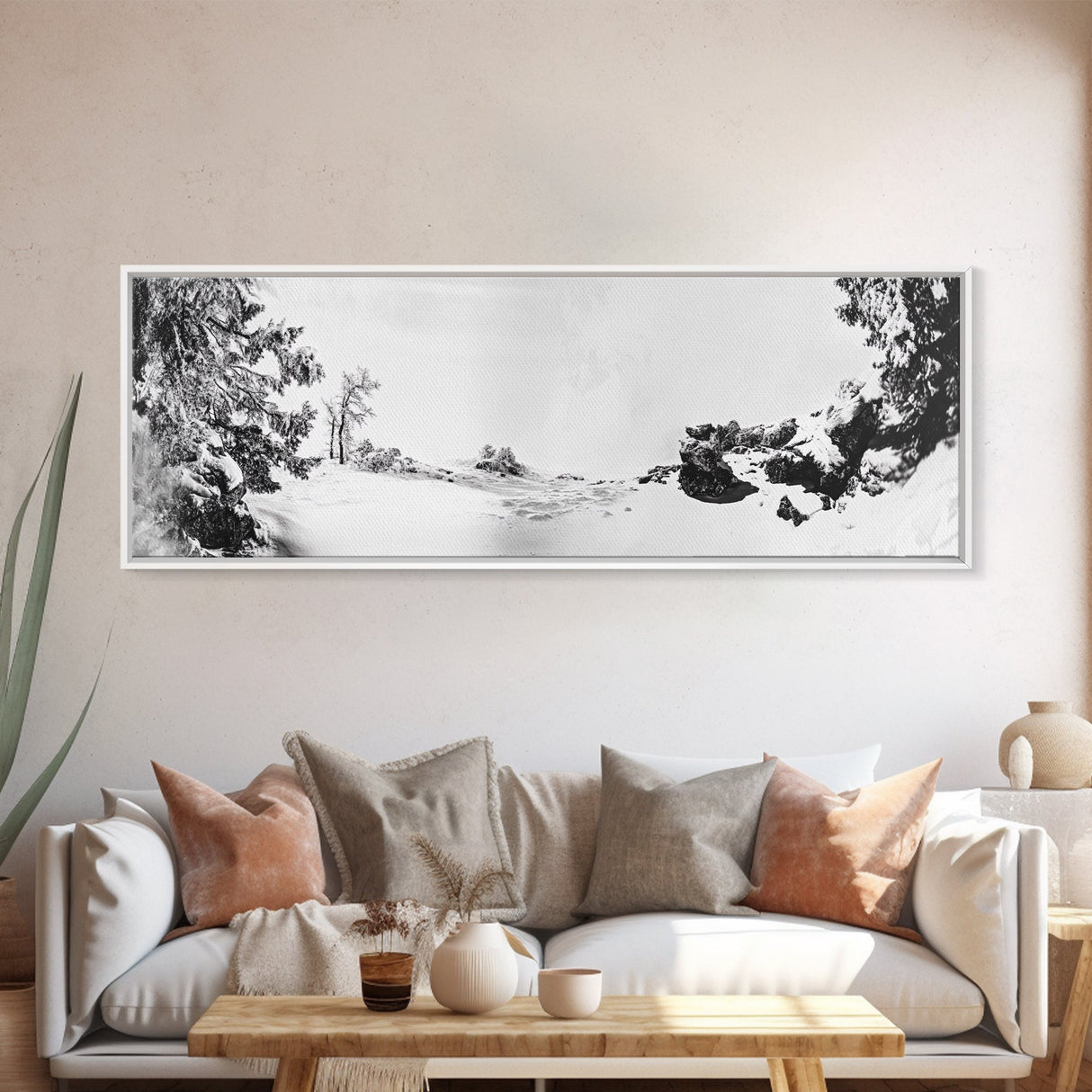 Snow Trees, Dreamy White, Winter Fantasy, Canvas Print, surreal landscape art, fantasy winter decor, magical room aesthetic, Christmas wall art