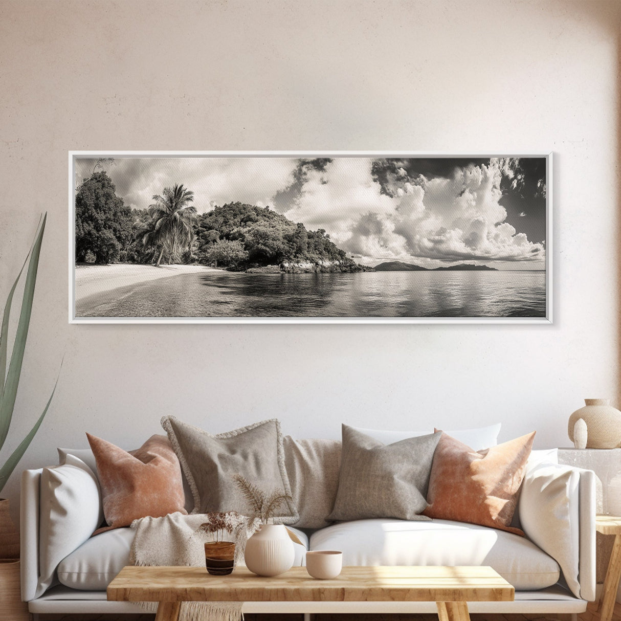 Tropical Island, Beach View, Palm Paradise, Coastal Retreat, Canvas Print, Bathroom Wall Art, Nautical Home Decor, Travel Photography