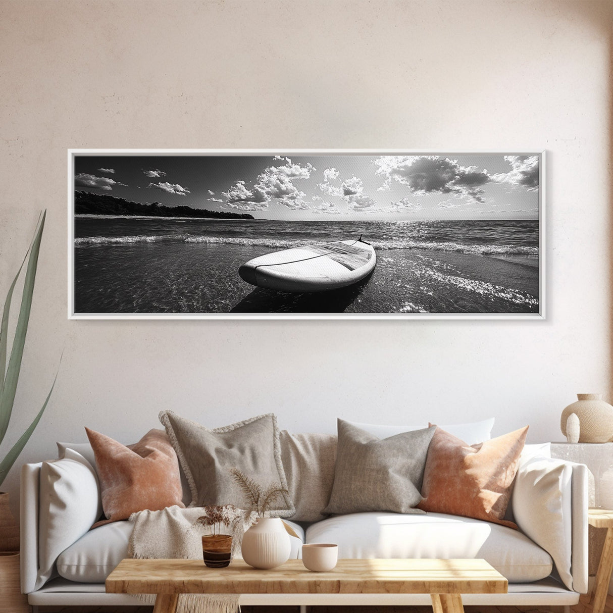 Paddle Board, Ocean Adventure, Summer Surf, Sparkling Sea, Canvas Print, Coastal Living Room Wall Art, Beach House Photography