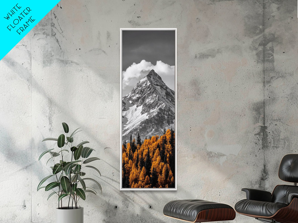 Majestic Peak, Autumn Trees, Nature Mountain Scene, Framed Canvas Print, Rustic Wall Art, Cabin Decor, Adventure Vibes, Fall Landscape Art