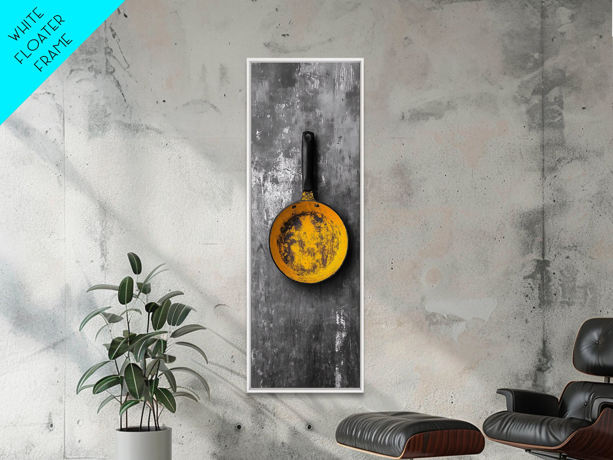 Yellow Pan, Rustic Kitchen, Bold Contrast, Culinary Wall Art, Framed Canvas Print, Industrial Decor, Chef Gift Kitchen Wall Art