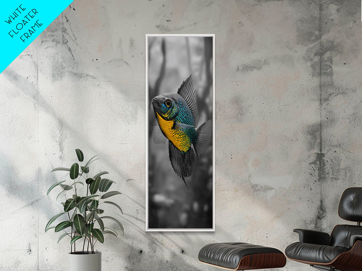 Bluegill Fish, Underwater Life, Bold Colors, Freshwater Beauty, Framed Canvas Print, Nature Art, Bathroom Wall Art, Aquatic Decor