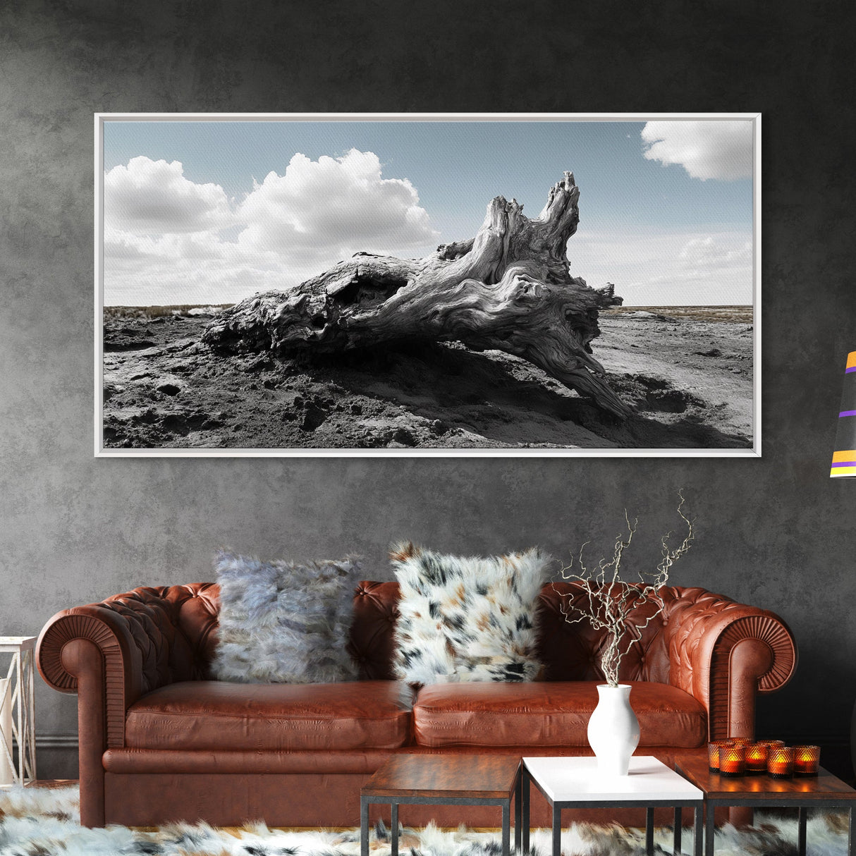 Weathered Stump, Desert Roots, Rugged Nature, Textured Wall Art, Canvas Print, Masculine Office Decor, Western Wall Accent, Rustic Charm