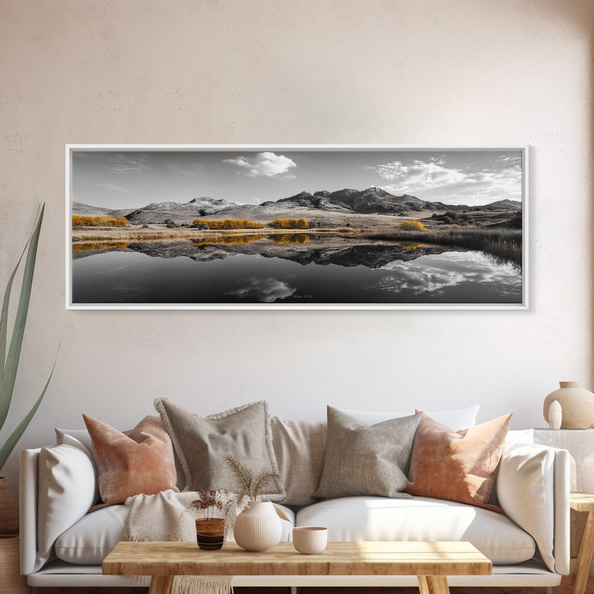 Yellow Trees, Mirror Lake, Majestic Mountains, Canvas Print, Fall Wall Art, Nature Photography, Peaceful Landscape Decor