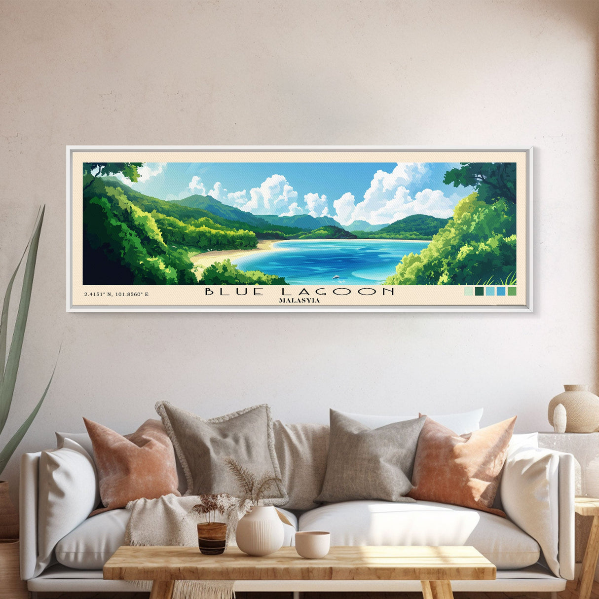 Blue Lagoon, Malasyia Panoramic Print, Vacation Gift, Malasyia Wall Art, Vacation Wall Art, Vacatation Memories, Beach Decor, Beach Or Lakehouse Art
