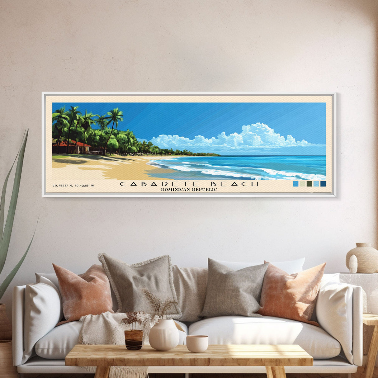 Cabarete Beach, Dominican Republic Panoramic Print, Vacation Gift, Dominican Republic Wall Art, Beach Painting, Beach Decor, Beach Or Lakehouse Art