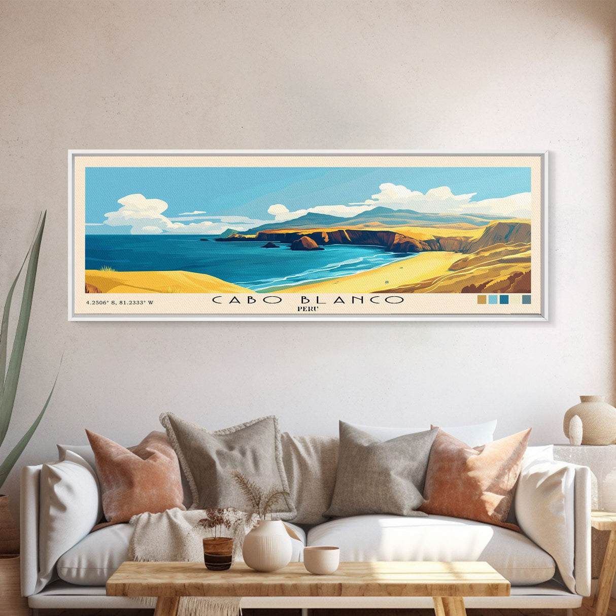 Cabo Blanco, Peru Panoramic Print, Vacation Gift, Peru Wall Art, Vacation Wall Art, Vacatation Memories, Beach Decor, Beach Or Lakehouse Art