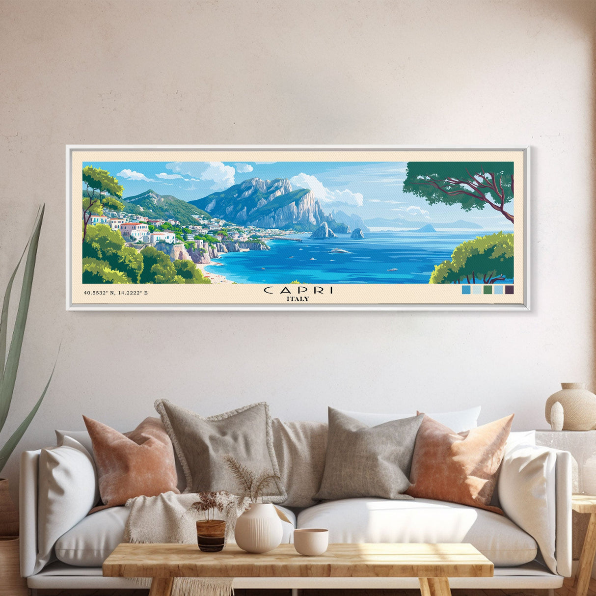 Capri, Italy Panoramic Print, Vacation Gift, Italy Wall Art, Vacation Wall Art, Vacatation Memories, Beach Decor, Beach Or Lakehouse Art