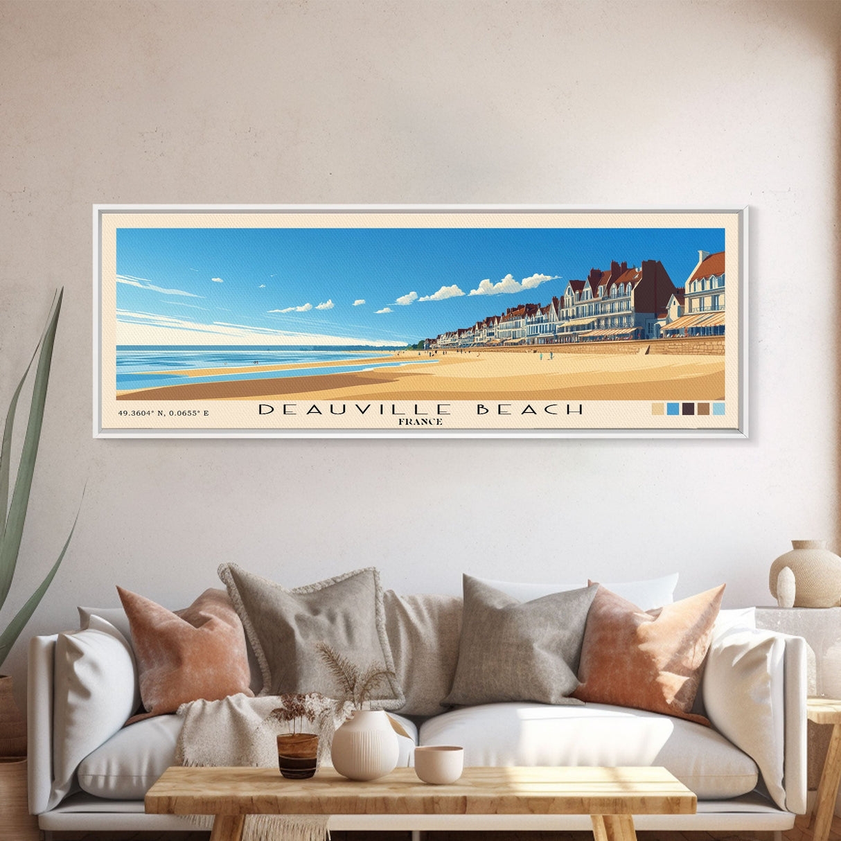 Deauville Beach, France Panoramic Print, Vacation Gift, France Wall Art, Vacation Wall Art, Vacatation Memories, Beach Decor, Beach Or Lakehouse Art