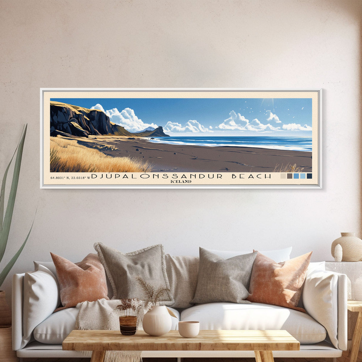 Djúpalónssandur Beach, Iceland Panoramic Print, Vacation Gift, Iceland Wall Art, Vacation Wall Art, Vacatation Memories, Beach Decor, Beach Or Lakehouse Art