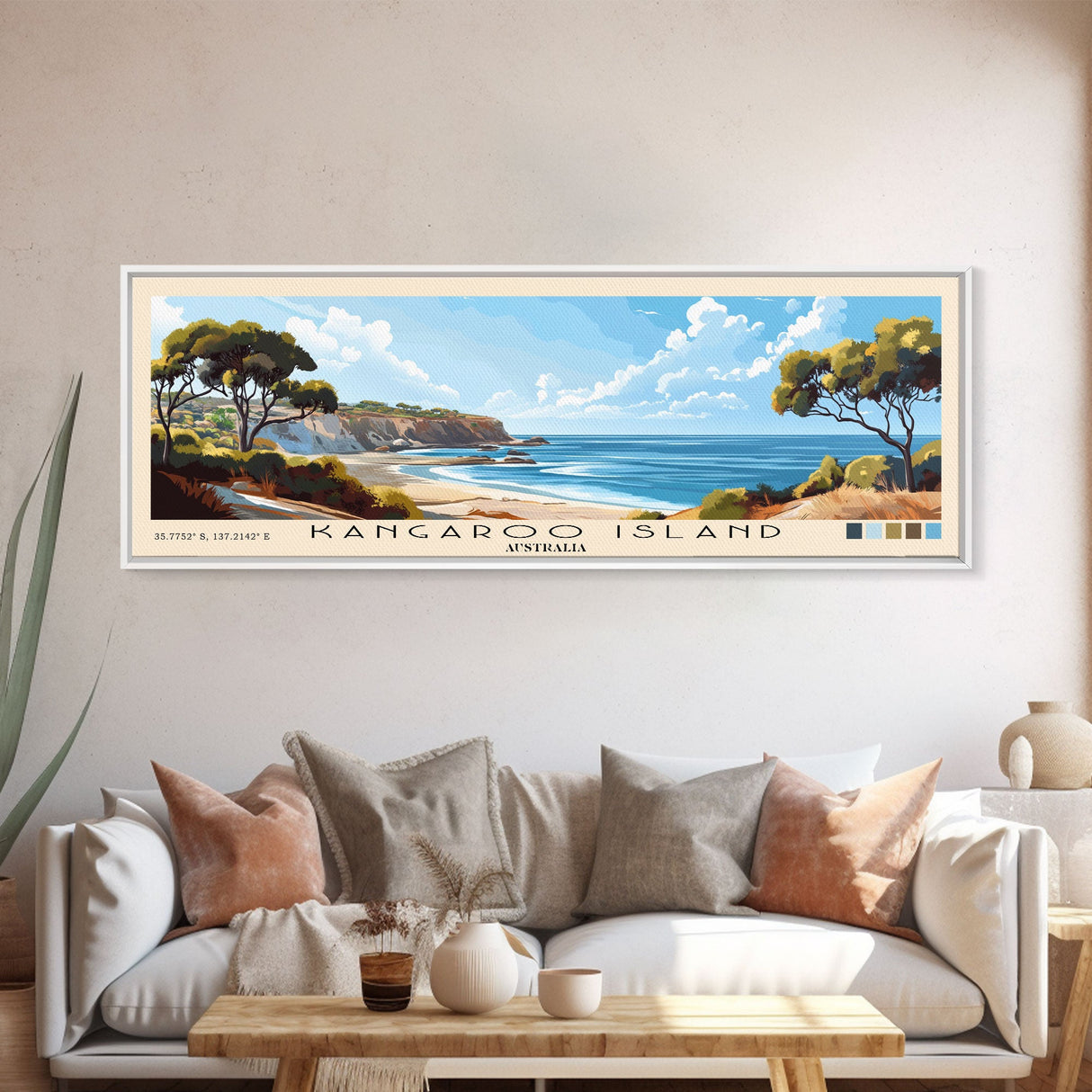 Kangaroo Island, Australia Panoramic Print, Vacation Gift, Australia Wall Art, Beach Painting, Beach Decor, Large Wall Art, Wood Frame Art
