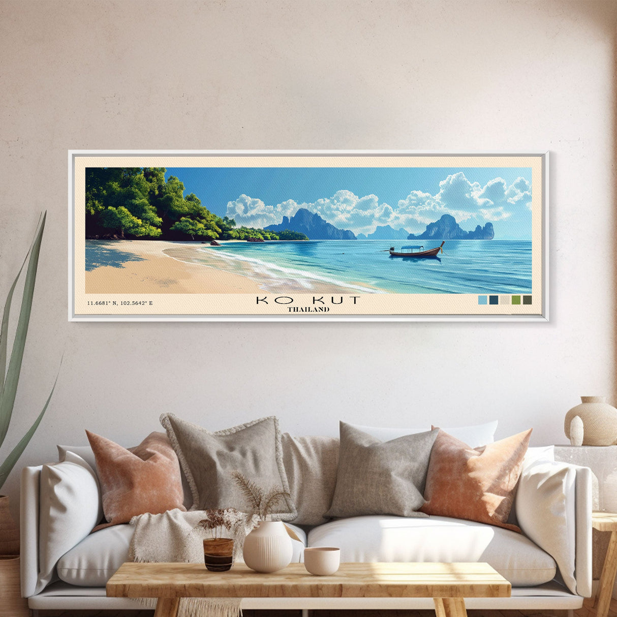 Ko Kut, Thailand Panoramic Print, Vacation Gift, Thailand Wall Art, Vacation Wall Art, Vacatation Memories, Beach Decor, Beach Or Lakehouse Art
