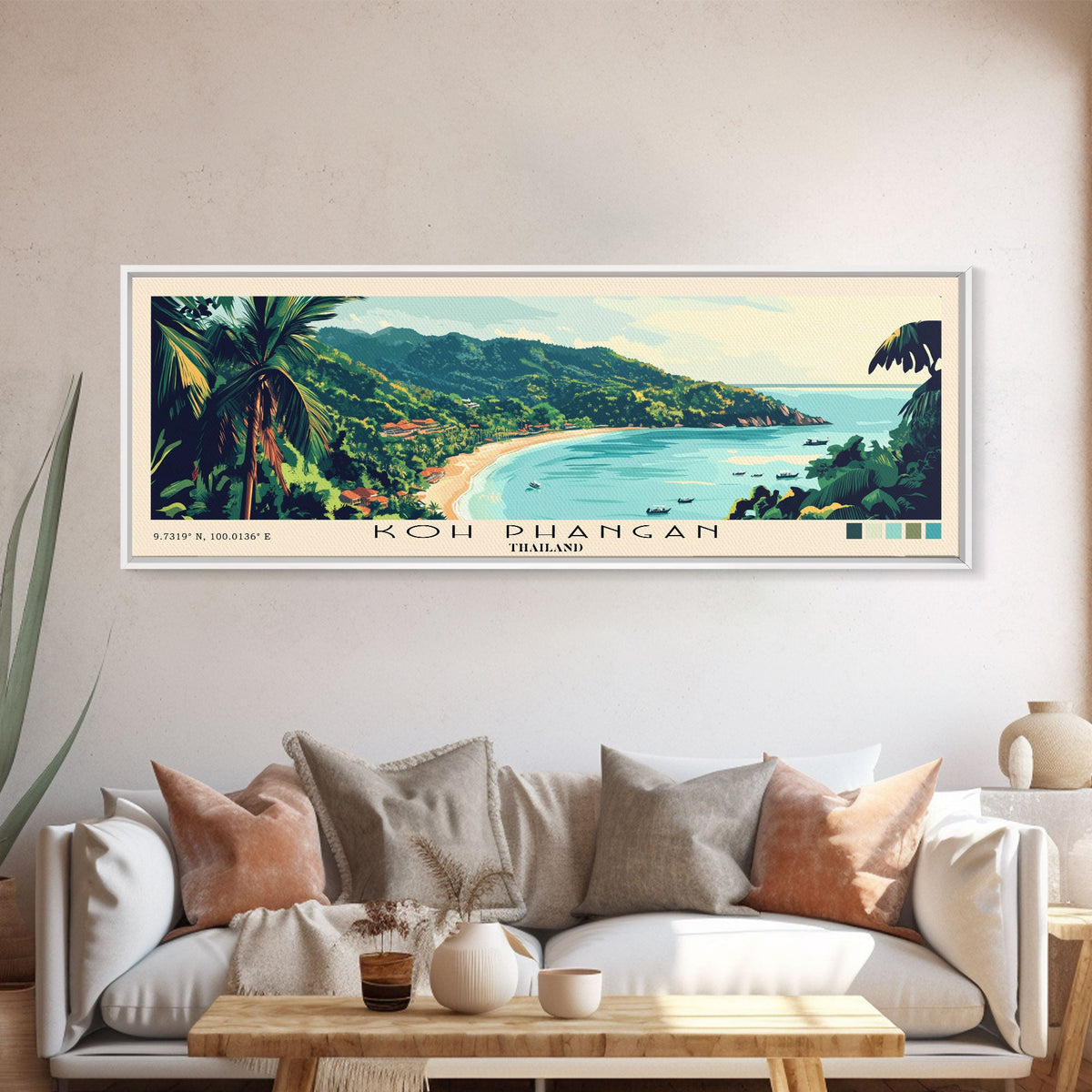 Koh Phangan, Thailand Panoramic Print, Vacation Gift, Thailand Wall Art, Vacation Wall Art, Vacatation Memories, Beach Decor, Beach Or Lakehouse Art