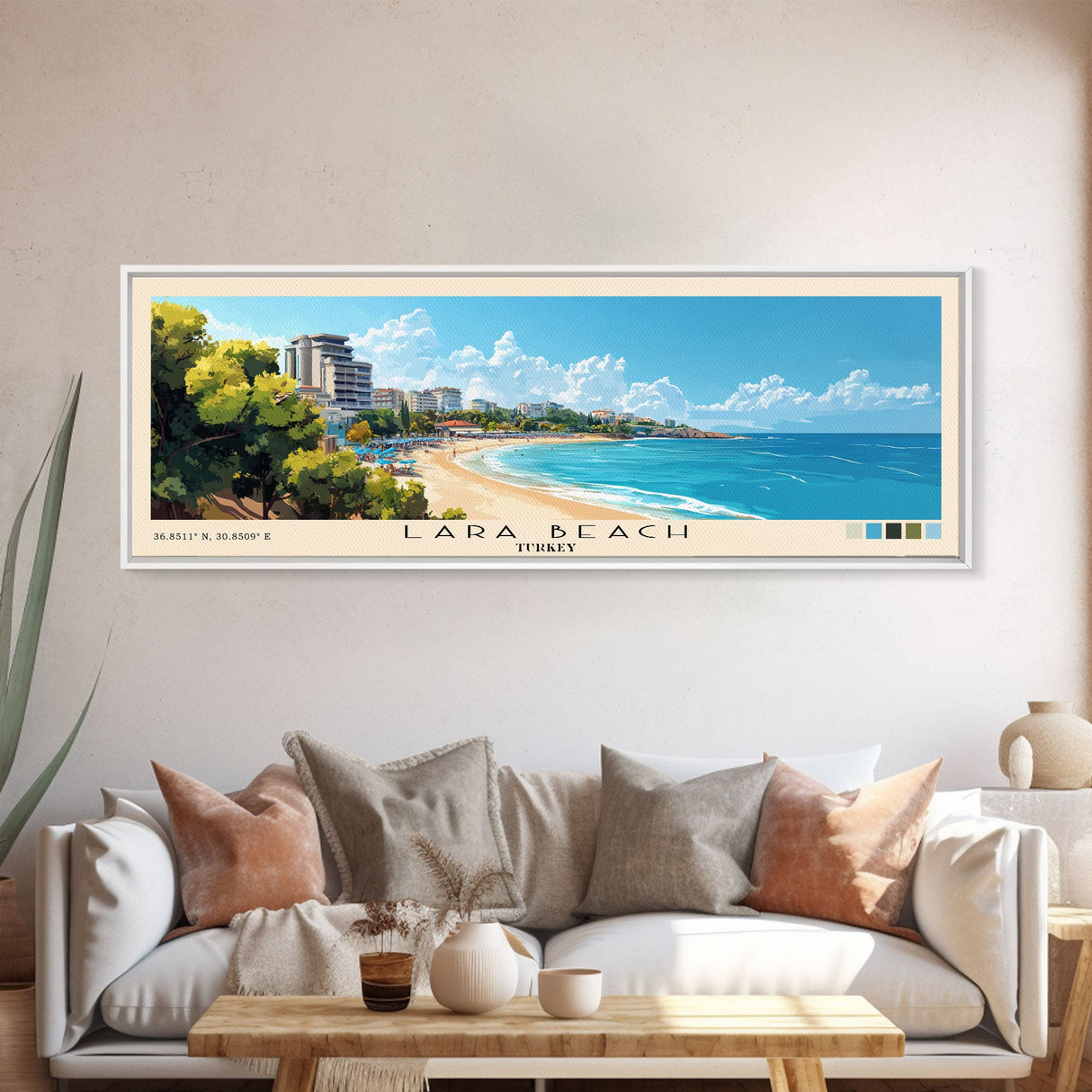 Lara Beach, Turkey Panoramic Print, Vacation Gift, Turkey Wall Art, Vacation Wall Art, Vacatation Memories, Beach Decor, Beach Or Lakehouse Art