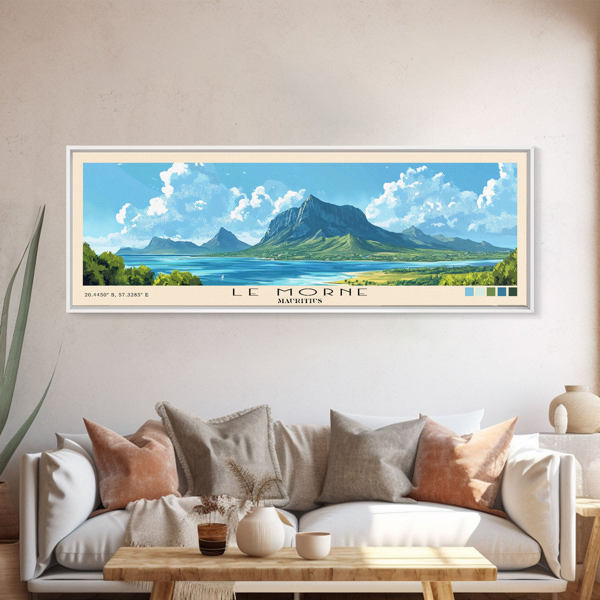 Le Morne, Mauritius Panoramic Print, Vacation Gift, Mauritius Wall Art, Beach Painting, Beach Decor, Beach Or Lakehouse Art