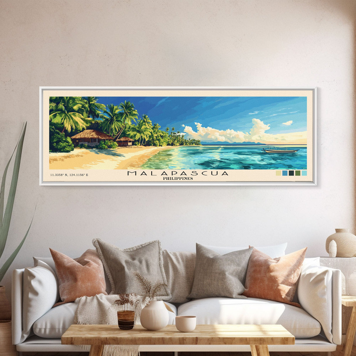 Malapascua, Philippines Panoramic Print, Vacation Gift, Philippines Wall Art, Vacation Wall Art, Vacatation Memories, Beach Decor, Beach Or Lakehouse Art