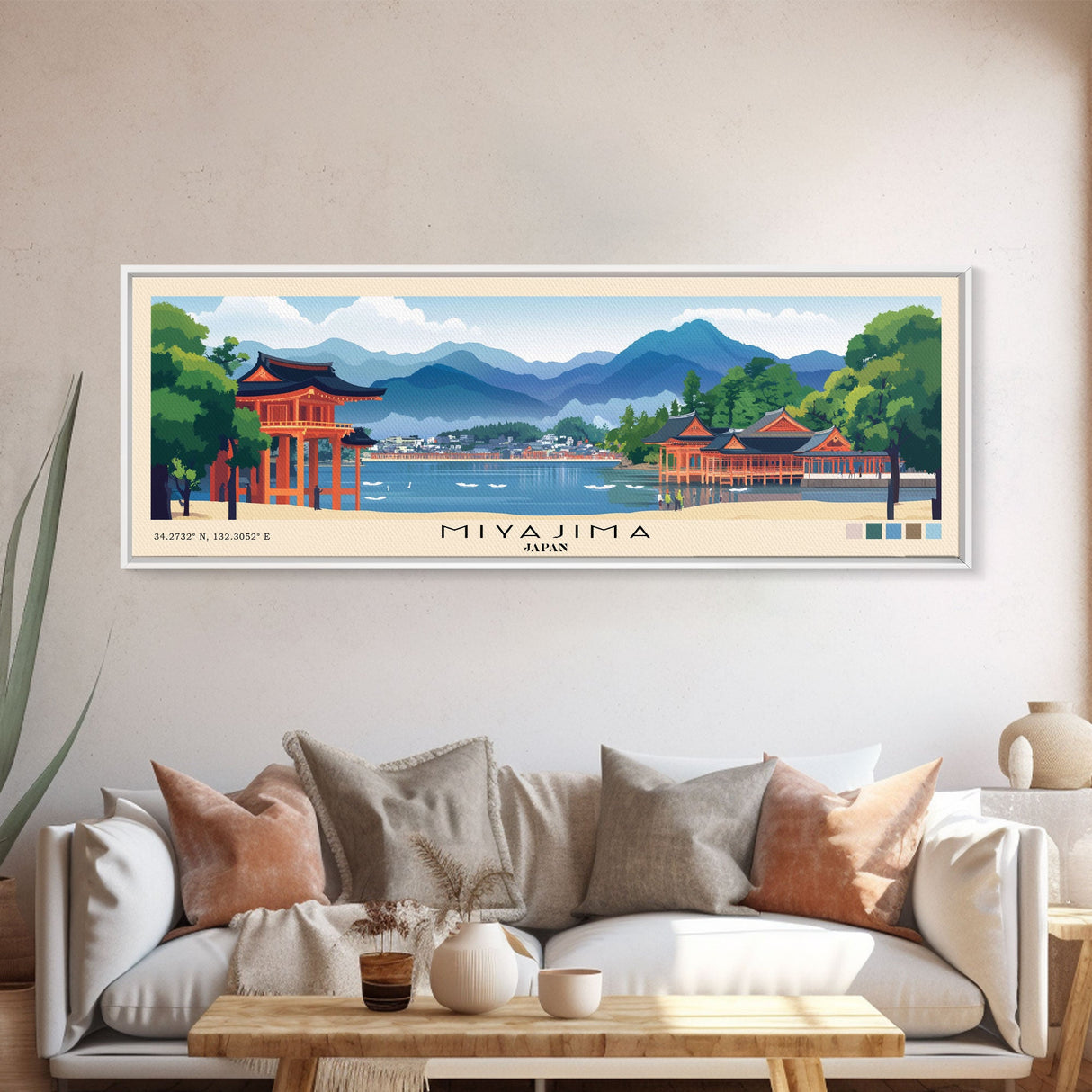 Miyajima, Japan Panoramic Print, Vacation Gift, Japan Wall Art, Beach Painting, Beach Decor, Beach Or Lakehouse Art