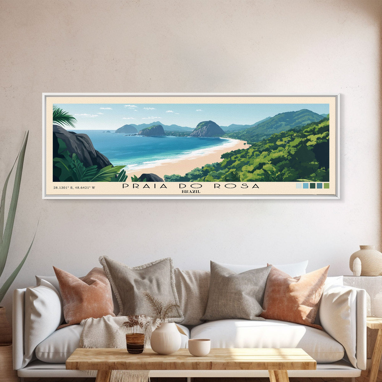 Praia do Rosa, Brazil Panoramic Print, Vacation Gift, Brazil Wall Art, Beach Painting, Beach Decor, Beach Or Lakehouse Art