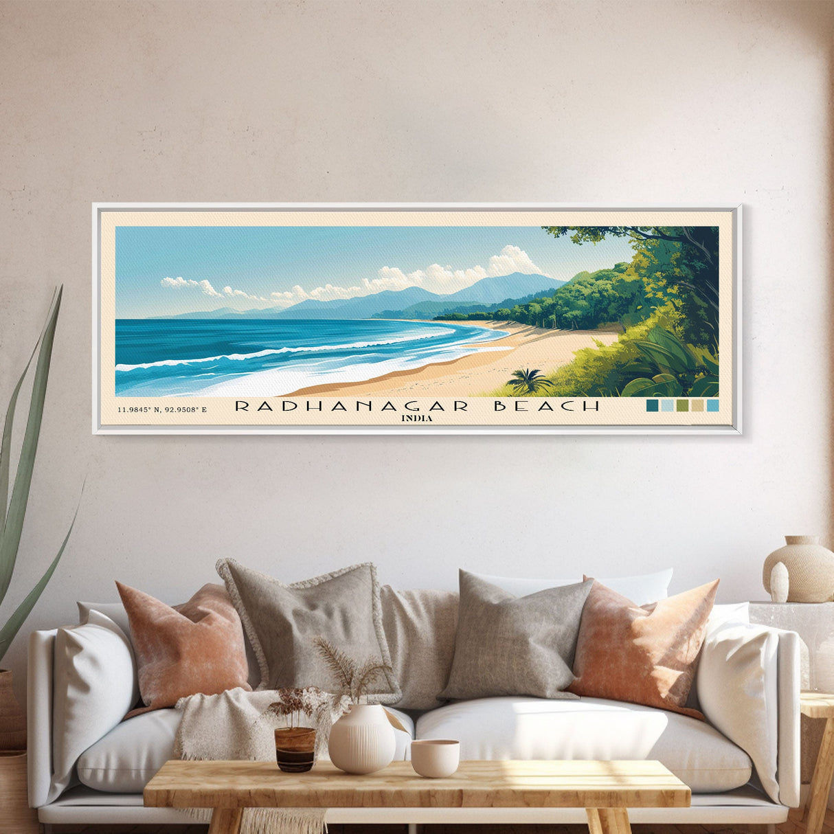 Radhanagar Beach, India Panoramic Print, Vacation Gift, India Wall Art, Vacation Wall Art, Vacatation Memories, Beach Decor, Beach Or Lakehouse Art